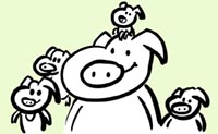 Illustration sow socialising with other sows