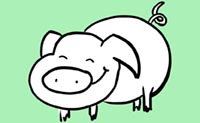 Illustration of a happy pig