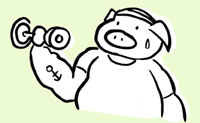 Illustration pig exercising with dumbbell